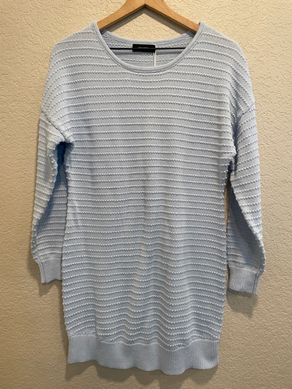 Dokotoo Light Blue Knit Sweater Dress Size S NWT Textured 3/4 Sleeve
